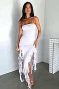 MAX for ME robes Robe longue Léa en georgette – fluidité sensuelle et détails raffinés