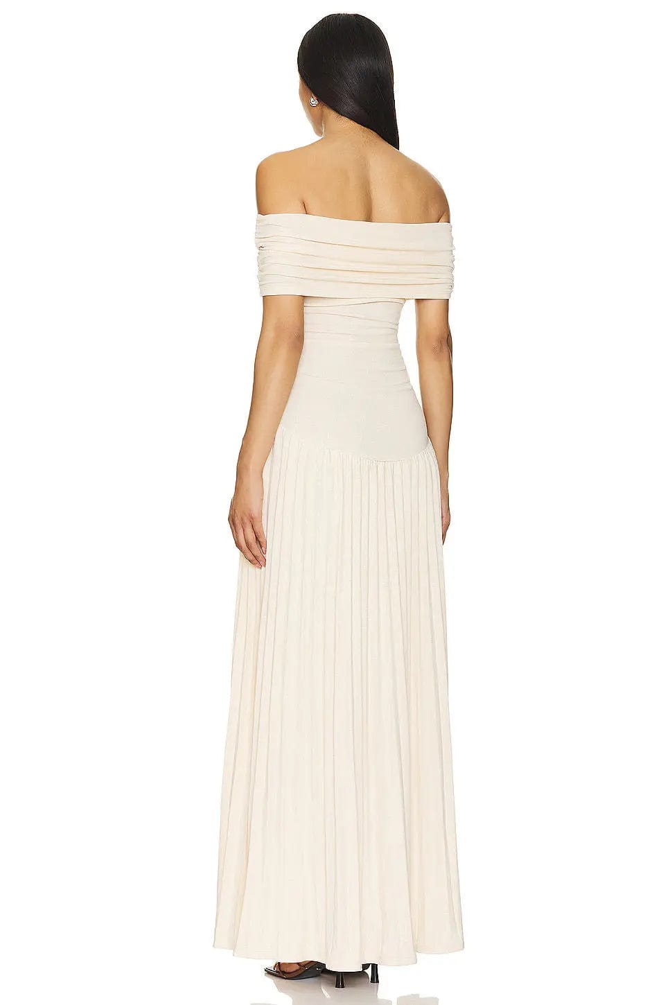MAX for ME robes Robe longue Mila avec coupe épaules dénudées et maille ajourée