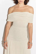 MAX for ME robes Robe longue Mila avec coupe épaules dénudées et maille ajourée