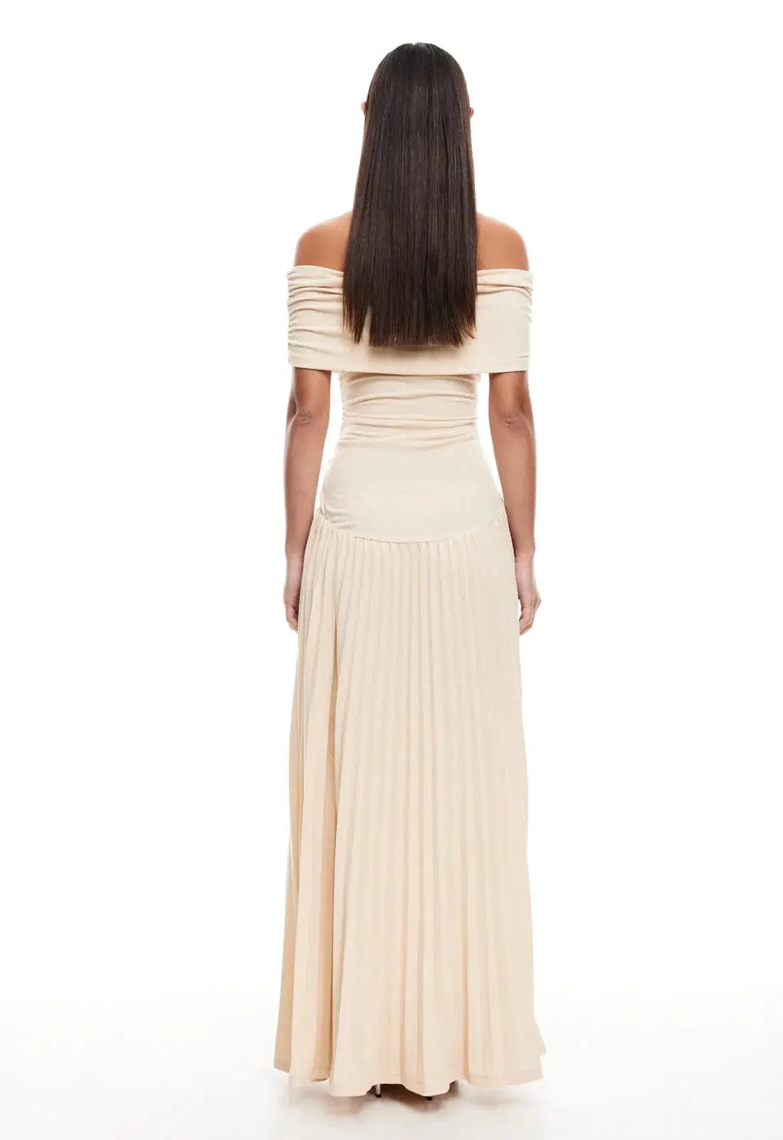 MAX for ME robes Robe longue Mila avec coupe épaules dénudées et maille ajourée