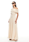 MAX for ME robes Robe longue Mila avec coupe épaules dénudées et maille ajourée