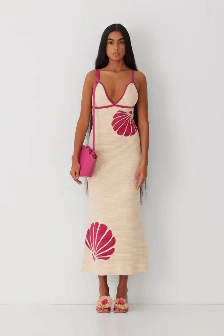 MAX for ME robes Robe longue Noa en maille pointelle avec motif coquillage