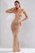 MAX for ME robes Robe longue Sahara en mesh transparent et cristaux artisanaux