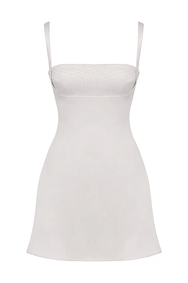 Robe mini Lila en satin duchesse avec ourlet évasé 