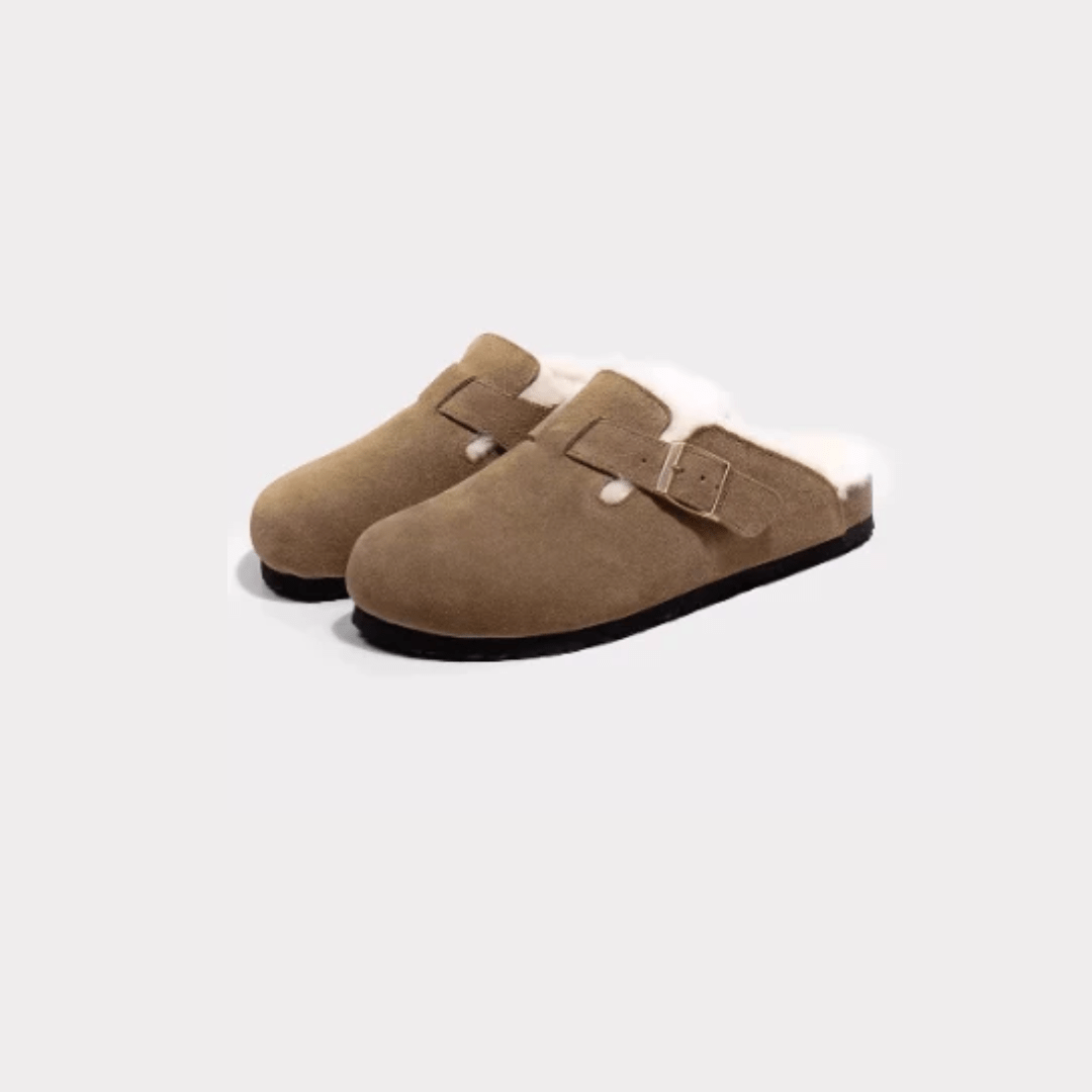 Sabots fourrés suédé plateforme - Confort hivernal sophistiqué - MAX FOR ME Beige Foncé / 35 MAX for ME
