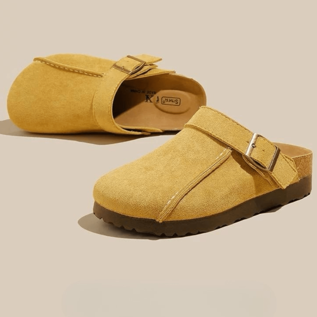 Sabots suédé jaune moutarde - Éclat moderne sophistiqué - MAX FOR ME Or / 35 MAX for ME