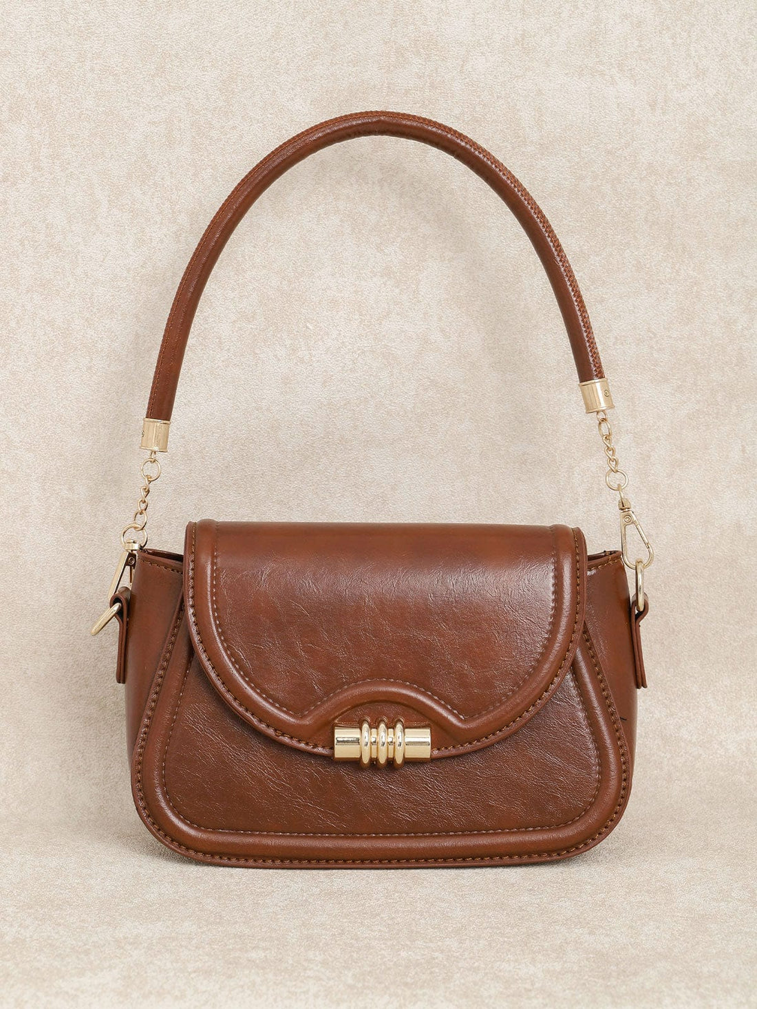 Sac à rabat de boucle en métal marron Marron MAX FOR ME
