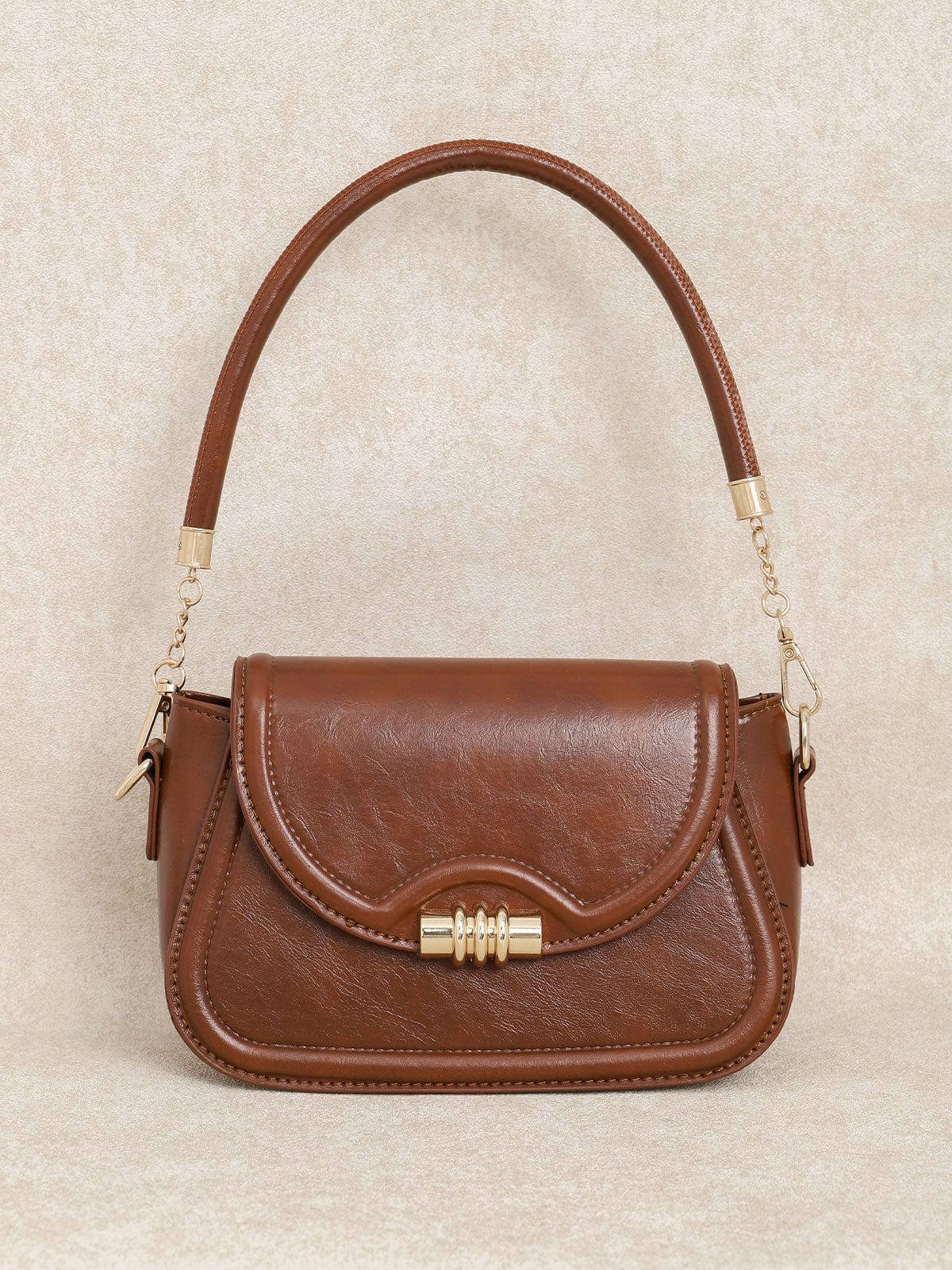 Sac à rabat de boucle en métal marron Marron MAX FOR ME