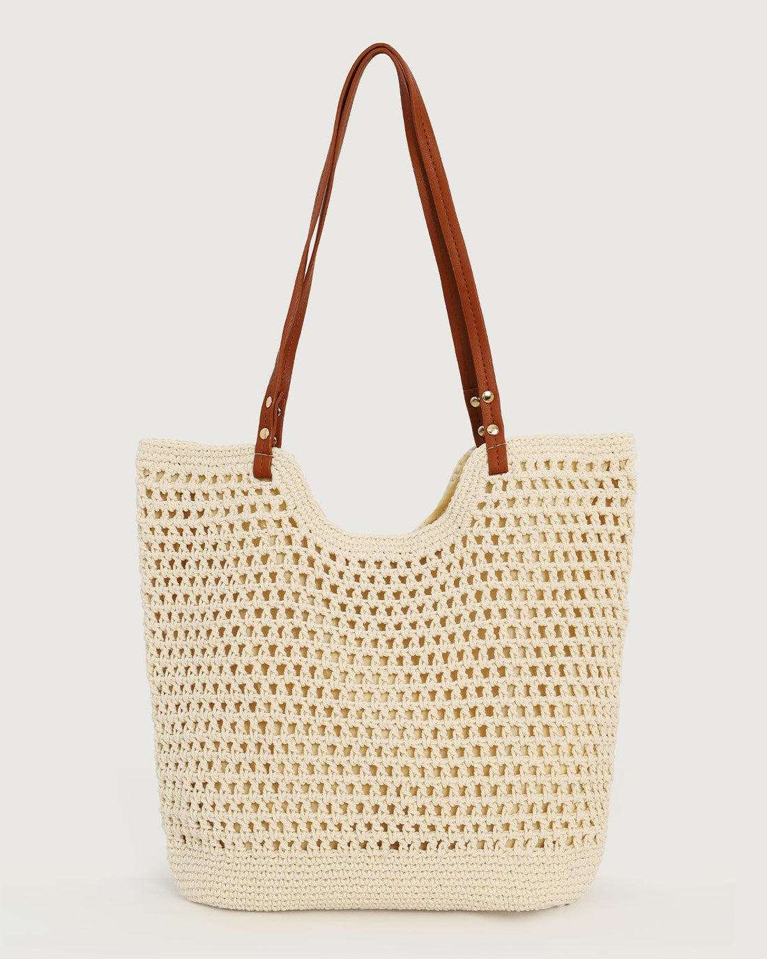 Sac Cabas en Paille Tressée Beige Beige Foncé MAX FOR ME