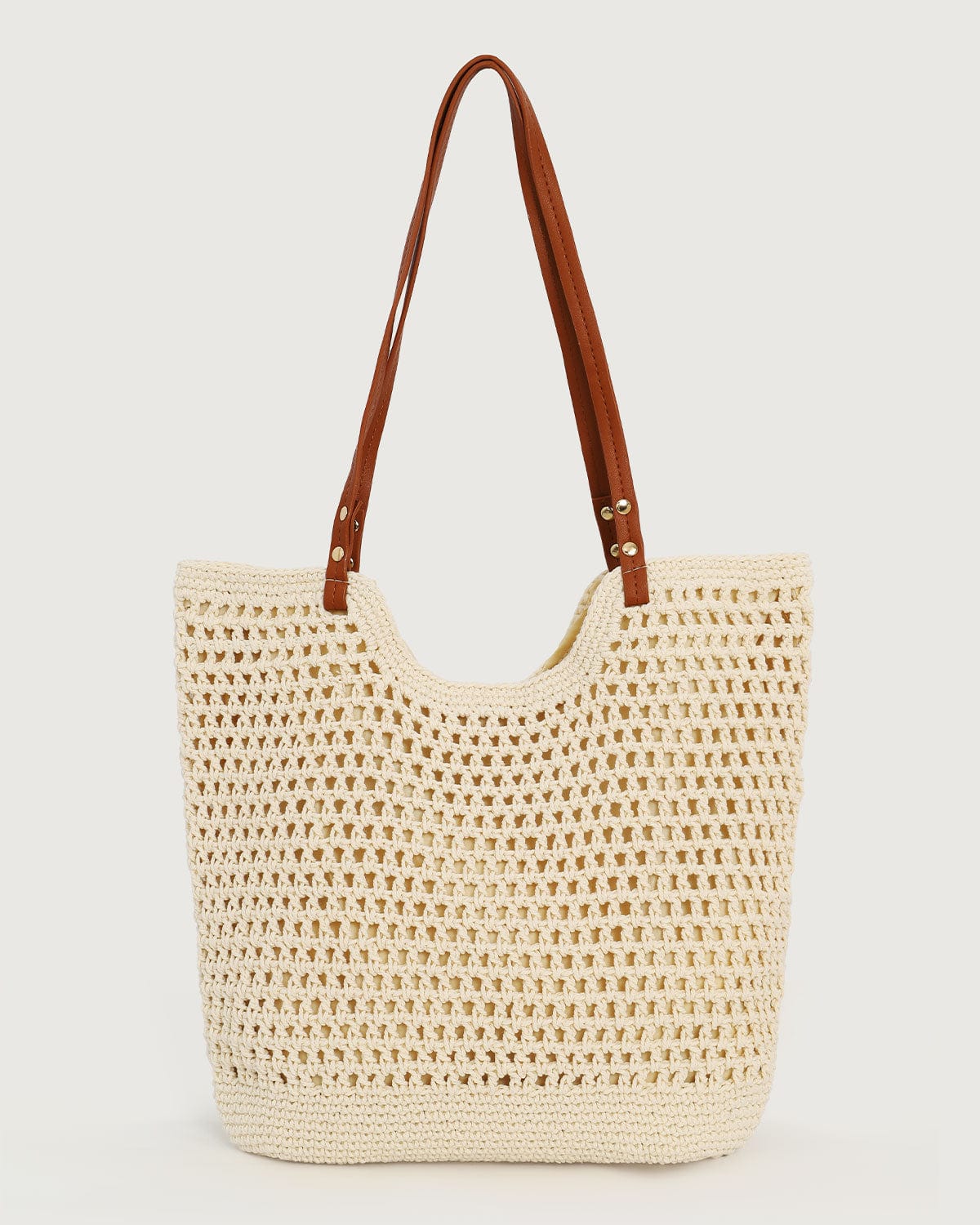Sac Cabas en Paille Tressée Beige Beige Foncé MAX FOR ME