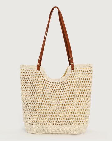 Sac Cabas en Paille Tressée Beige Beige Foncé MAX FOR ME