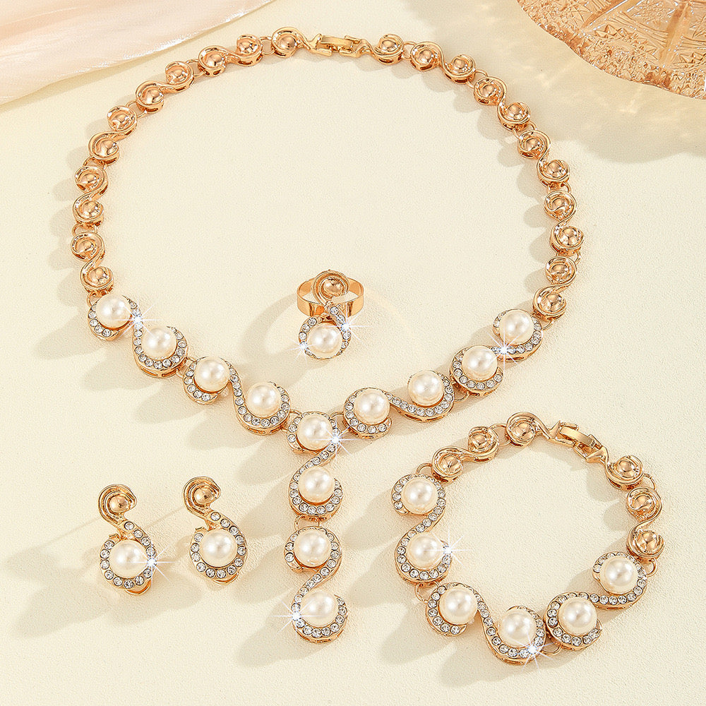 Set bijoux 4 pièces perles femme bague boucles harmonie MAX FOR ME
