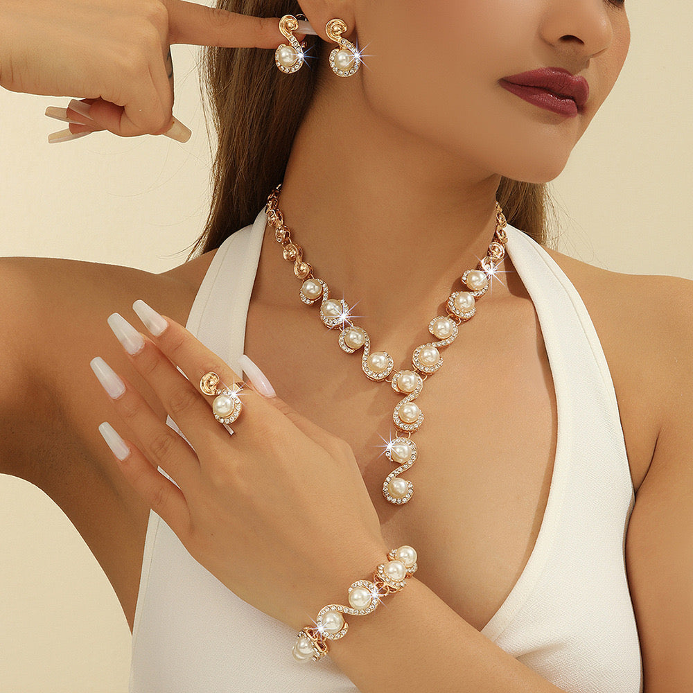 et bijoux 4 pièces perles femme parure complète élégance MAX FOR ME