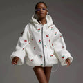 Sweat capuche oversize femme hoodie imprimé cerises - look moderne garanti - MAX FOR ME Blanc / S MAX for ME