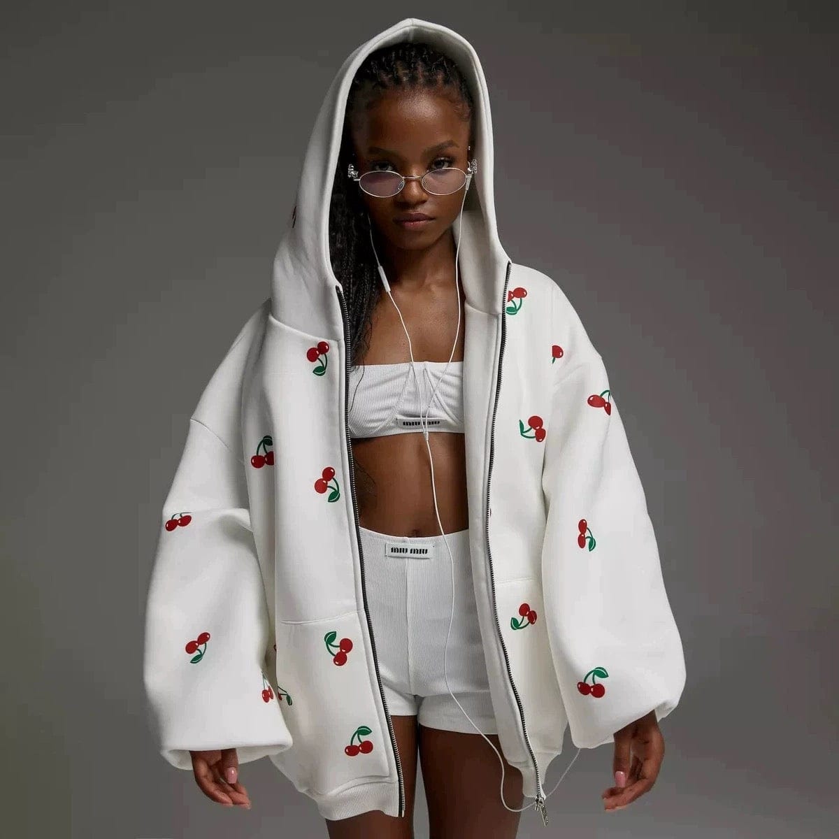 Sweat capuche oversize femme hoodie imprimé cerises - look moderne garanti - MAX FOR ME MAX for ME