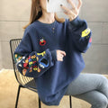 Sweat-shirt oversize brodé - un style fun et confortable - MAX FOR ME Bleu-gris brumeux / S MAX for ME