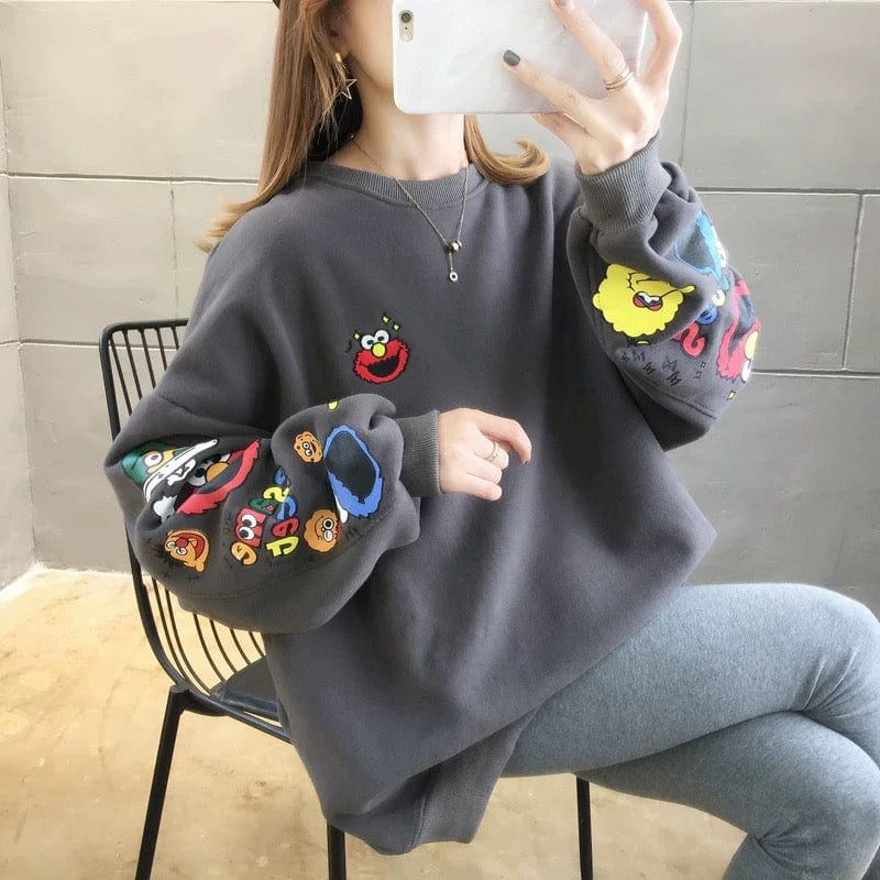 Sweat-shirt oversize brodé - un style fun et confortable - MAX FOR ME Gris clair / S MAX for ME