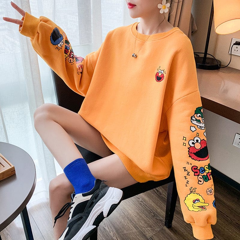 Sweat-shirt oversize brodé - un style fun et confortable - MAX FOR ME Orange / S MAX for ME