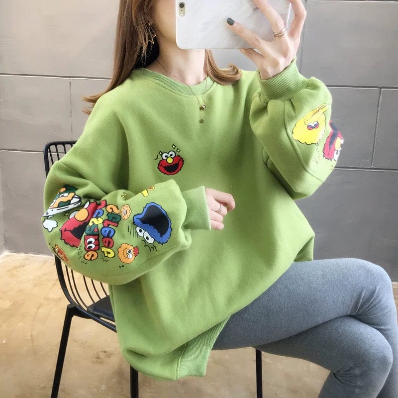 Sweat-shirt oversize brodé - un style fun et confortable - MAX FOR ME Vert Clair / S MAX for ME