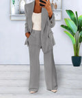 Tailleur pantalon sur mesure pour femme : blazer droit et pantalon large taille haute Gris / S MAX FOR ME