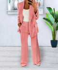 Tailleur pantalon sur mesure pour femme : blazer droit et pantalon large taille haute Rose / S MAX FOR ME