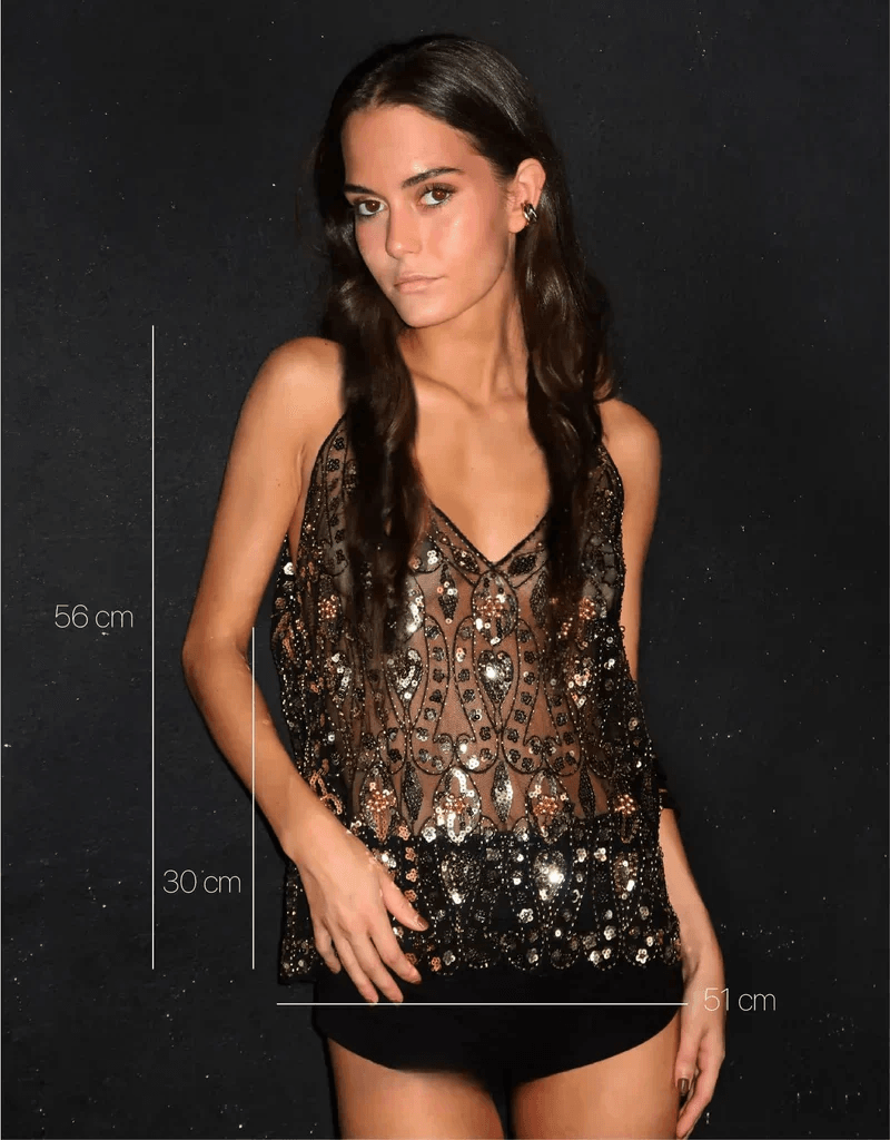 Top à perles scintillantes – Coupe élégante et détails luxueux MAX FOR ME