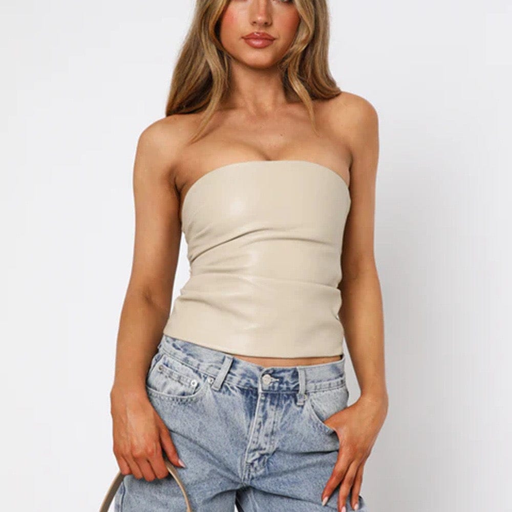 Top en cuir élégant – Coupe ajustée et allure affirmée Rouge Nuit / S MAX FOR ME