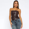 Top en cuir élégant – Coupe ajustée et allure affirmée Marron Chocolat / S MAX FOR ME