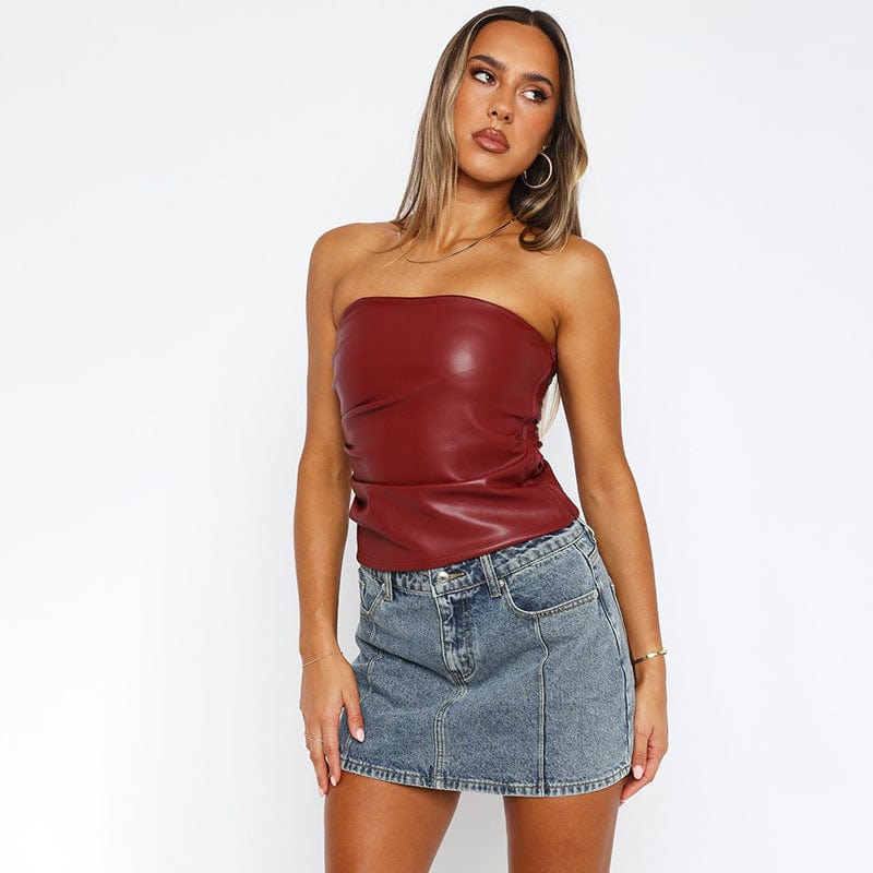 Top en cuir élégant – Coupe ajustée et allure affirmée MAX FOR ME