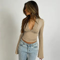 Top en dentelle moderne – Élégance structurée pour look tendance Beige / S MAX FOR ME
