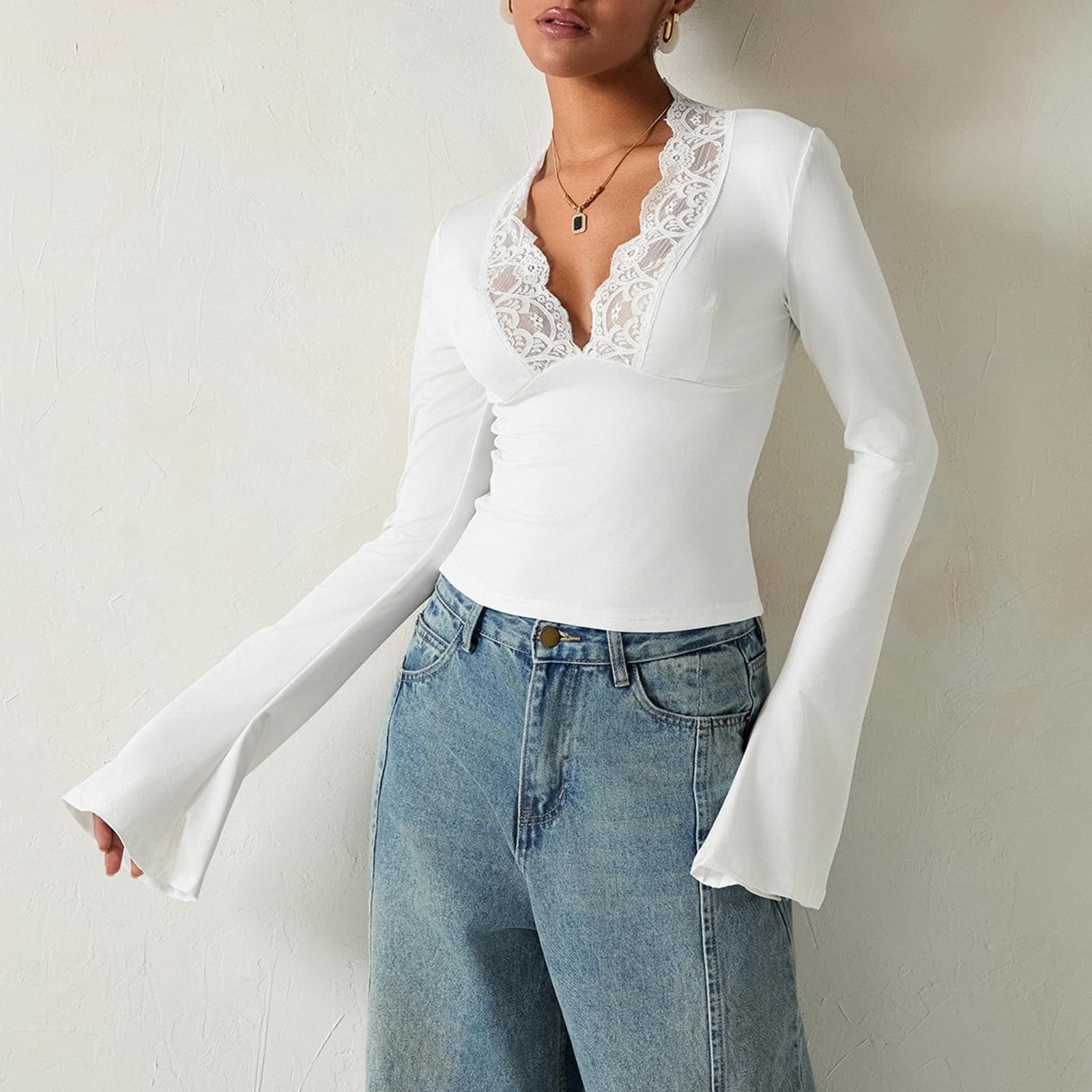 Top en dentelle moderne – Élégance structurée pour look tendance Blanc / S MAX FOR ME
