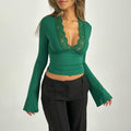 Top en dentelle moderne – Élégance structurée pour look tendance Vert / S MAX FOR ME