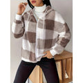 Veste bomber femme carreaux beige fourrure légère urbain MAX FOR ME