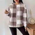 Veste bomber femme carreaux gris polaire douce confort MAX FOR ME