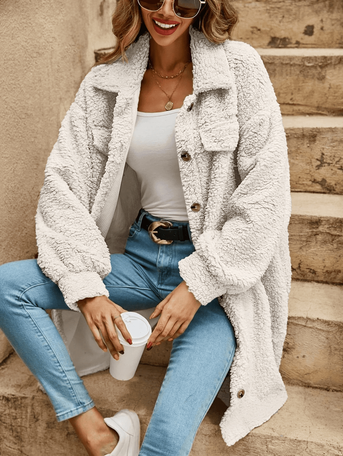 Veste-chemise longue effet mouton - chaleur et style cocooning - MAX FOR ME MAX FOR ME