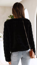 Veste courte pour femme – Fausse fourrure – Matelassé – Devant ouvert – Coupe structurée – Texture pelucheuse MAX FOR ME