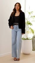 Veste courte pour femme – Fausse fourrure – Matelassé – Devant ouvert – Coupe structurée – Texture pelucheuse MAX FOR ME