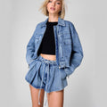 Veste en jean pour femme – Coupe oversize – Longueur courte – Fermeture éclair sur le devant – Poches utilitaires MAX FOR ME