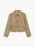 Veste en suédine douce – coupe ajustée pour look structuré chic S / Beige Foncé MAX FOR ME