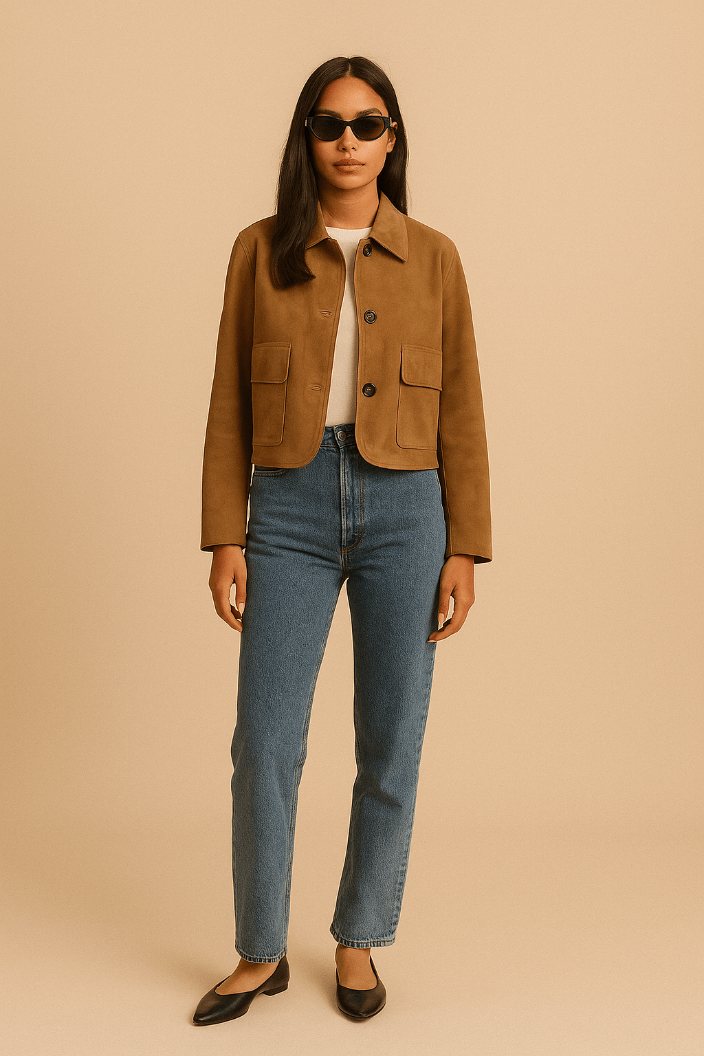 Veste en suédine douce – coupe ajustée pour look structuré chic S / Marron MAX FOR ME