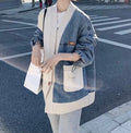 
Veste jean maille style bomber bleu gris mix matières MAX FOR ME
