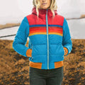 Veste matelassée pour femme – Coupe classique – Capuche – Poches zippées – Rayures sportives Bleu clair / XS MAX FOR ME