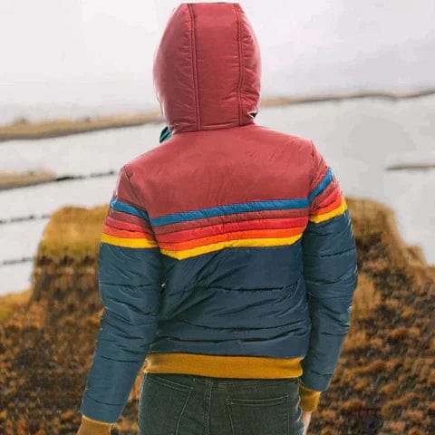 Veste matelassée pour femme – Coupe classique – Capuche – Poches zippées – Rayures sportives MAX FOR ME