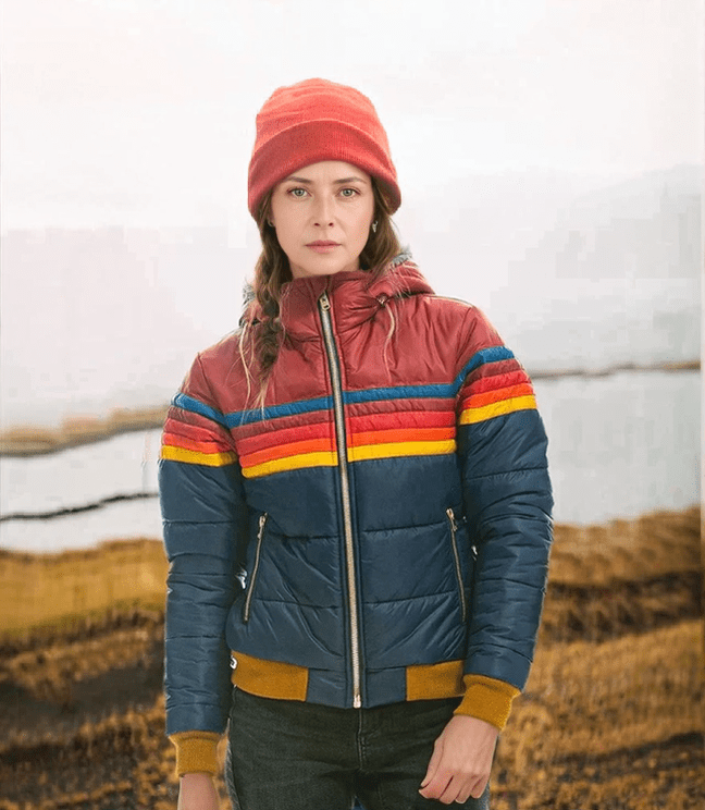 Veste matelassée pour femme – Coupe classique – Capuche – Poches zippées – Rayures sportives Bleu foncé / XS MAX FOR ME