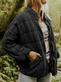 Veste matelassée pour femme – Coupe oversize – Texture douce et rembourrée – Fermeture éclair sur le devant – Longueur hanches Noir / S MAX FOR ME