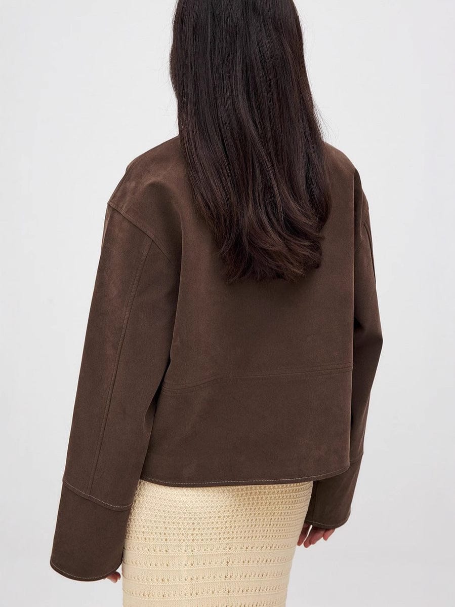 Veste zippée coupe droite – style urbain structuré et finition daim MAX FOR ME