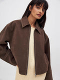 Veste zippée coupe droite – style urbain structuré et finition daim MAX FOR ME
