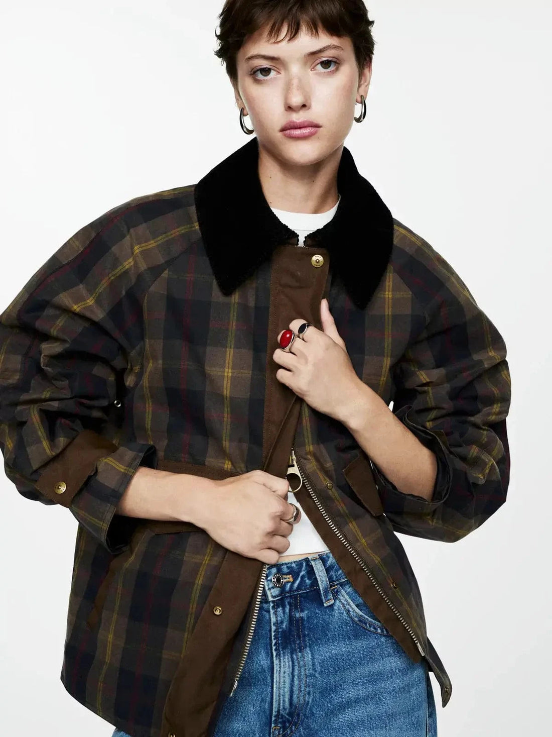 MAX for ME Vestes XS Veste Lindsay à carreaux - Col Noir stylé